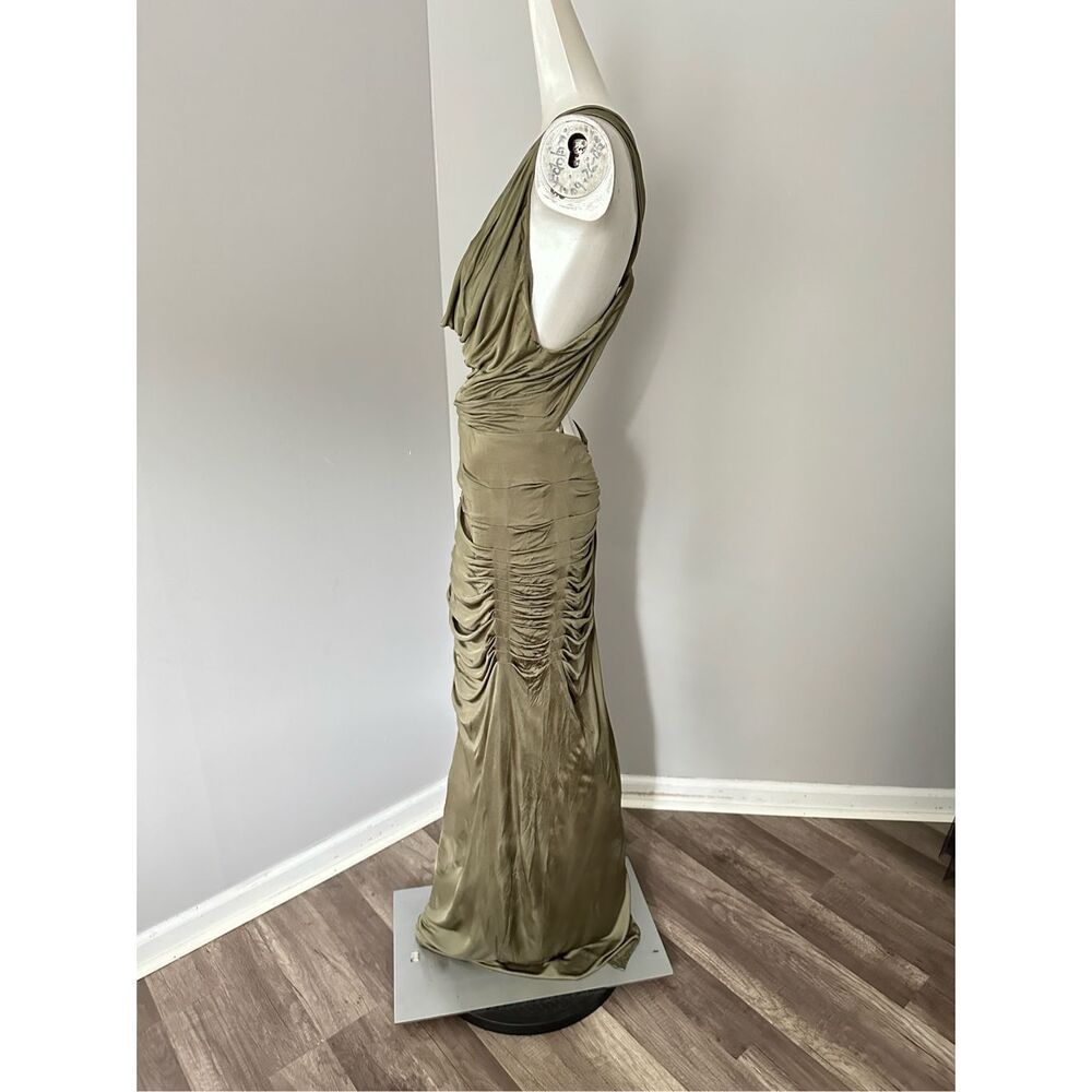 NWT Gauge81 Cowl Neck Ruched Crisscross Open Back Ina Long Dress Cumin Size 36/ - Picture 5 of 9